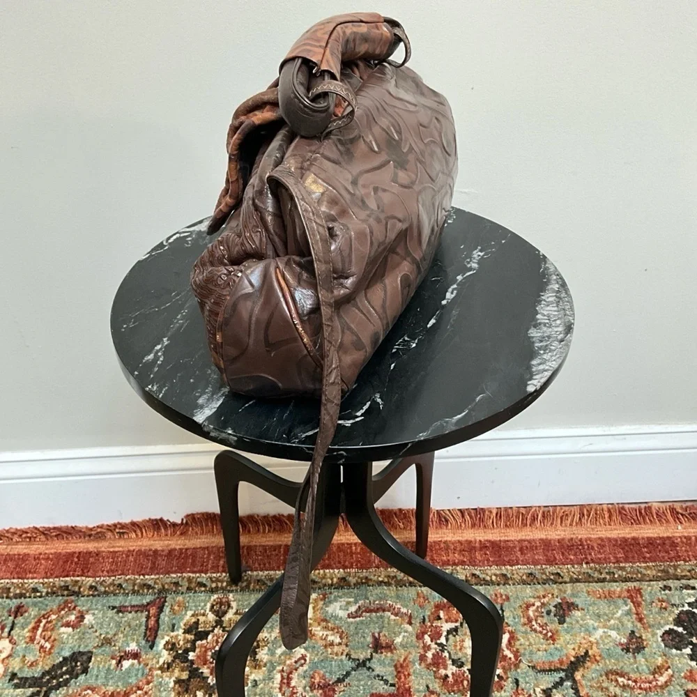 80s tool leather oblong brown crossbody bag - Picture 3 of 10